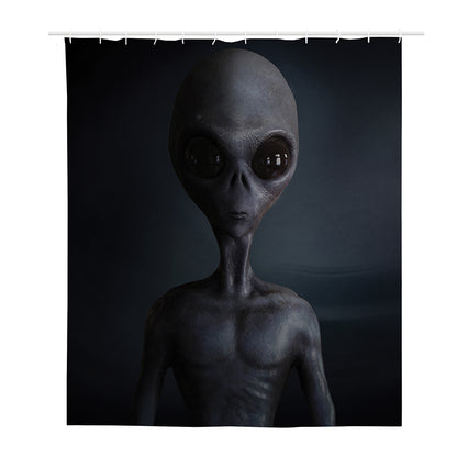 Scary Grey Alien 3D Print Polyester Shower Curtain