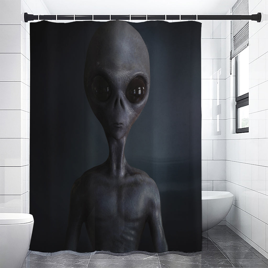 Scary Grey Alien 3D Print Premium Shower Curtain