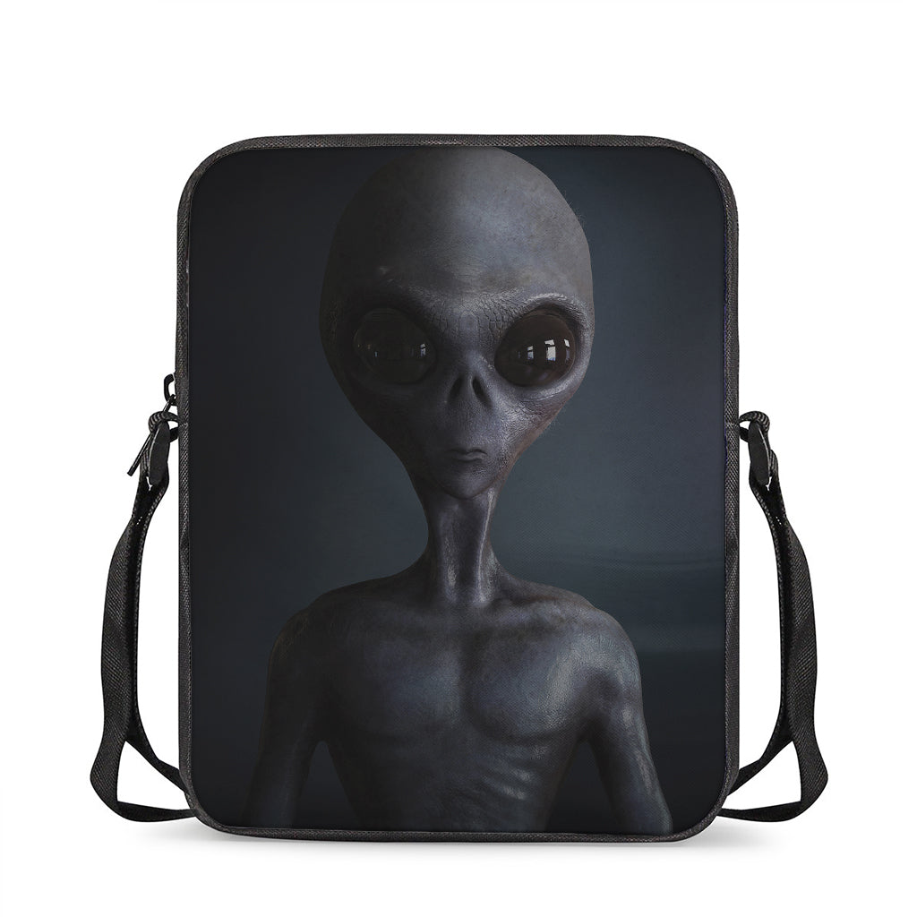 Scary Grey Alien 3D Print Rectangular Crossbody Bag