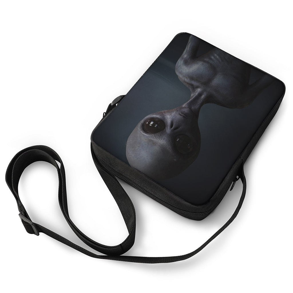 Scary Grey Alien 3D Print Rectangular Crossbody Bag