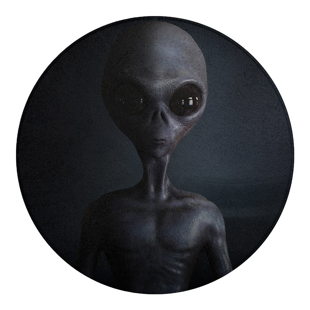 Scary Grey Alien 3D Print Round Blanket