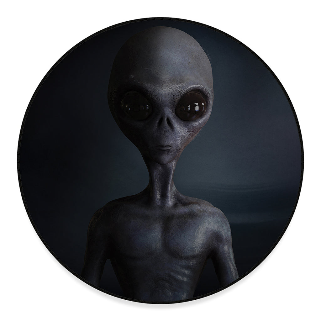 Scary Grey Alien 3D Print Round Floor Mat