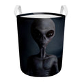 Scary Grey Alien 3D Print Round Laundry Basket