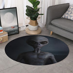 Scary Grey Alien 3D Print Round Rug