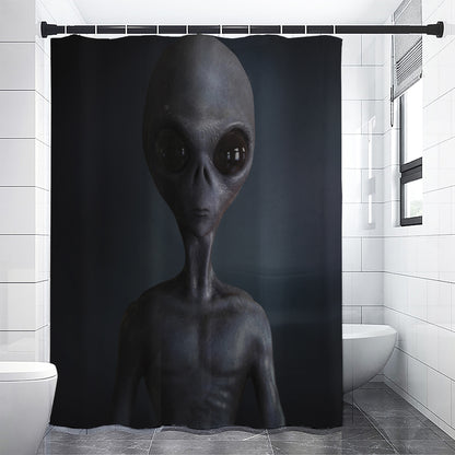 Scary Grey Alien 3D Print Shower Curtain