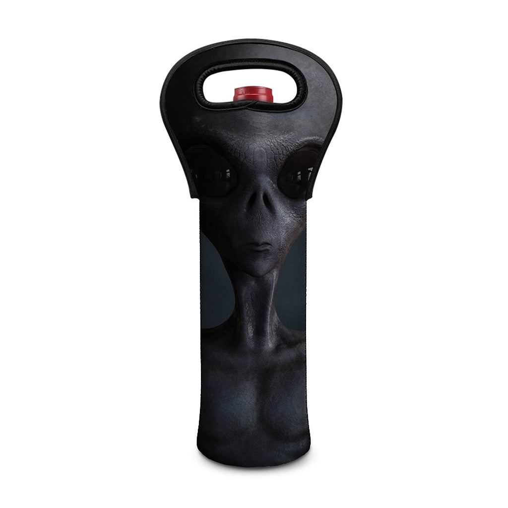 Scary Grey Alien 3D Print Single Neoprene Wine Tote