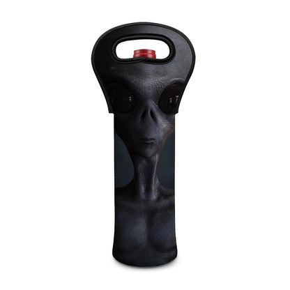 Scary Grey Alien 3D Print Single Neoprene Wine Tote