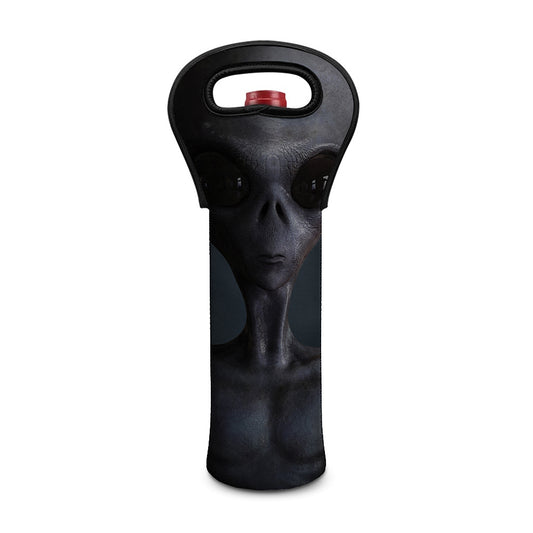 Scary Grey Alien 3D Print Single Neoprene Wine Tote