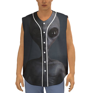 Scary Grey Alien 3D Print Sleeveless Baseball Jersey