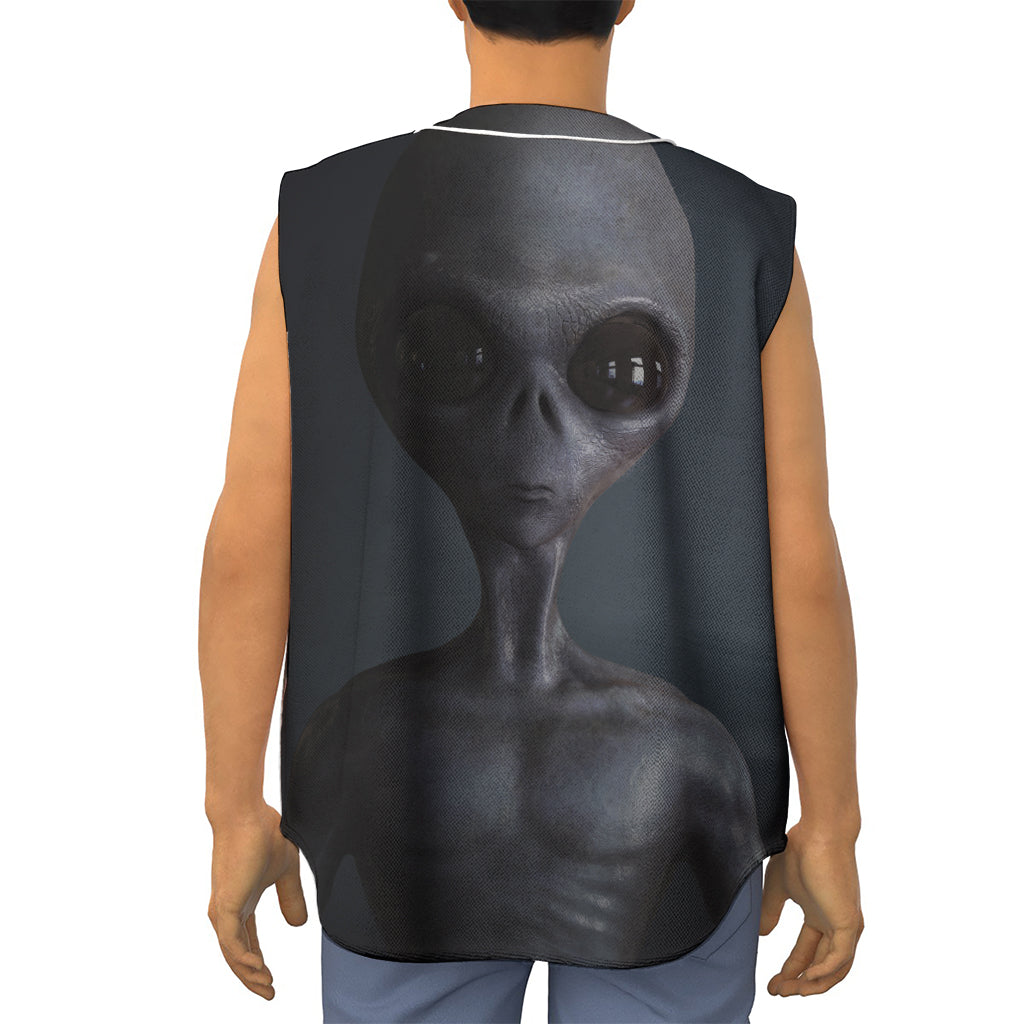 Scary Grey Alien 3D Print Sleeveless Baseball Jersey