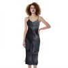 Scary Grey Alien 3D Print Slim Fit Midi Cami Dress