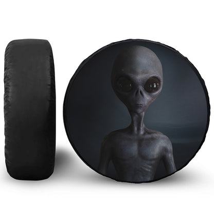 Scary Grey Alien 3D Print Tire Cover