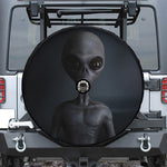 Scary Grey Alien 3D Print Tire Cover With Camera Hole