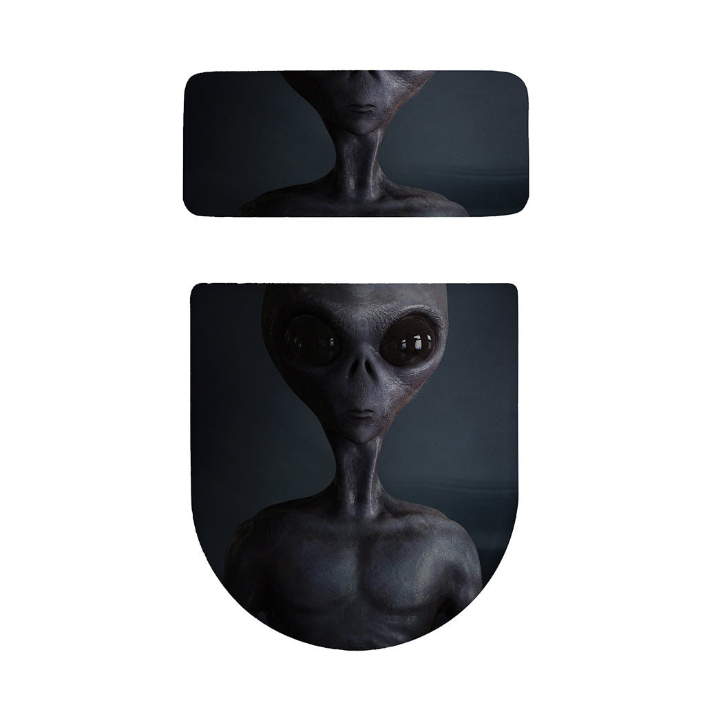 Scary Grey Alien 3D Print Toilet Lid And Tank Cover Set