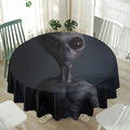 Scary Grey Alien 3D Print Waterproof Round Tablecloth