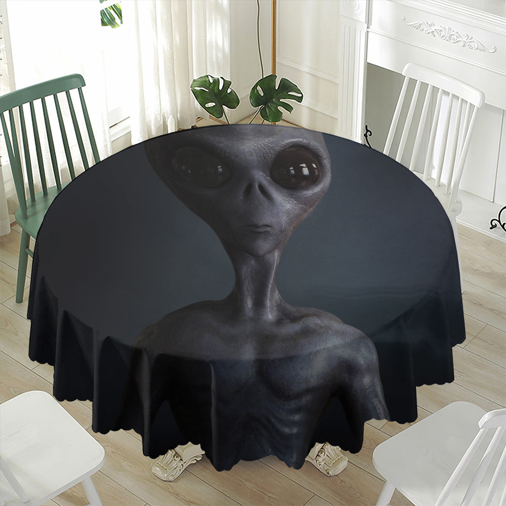 Scary Grey Alien 3D Print Waterproof Round Tablecloth