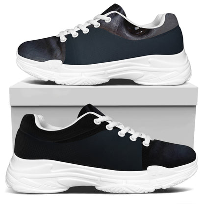 Scary Grey Alien 3D Print White Chunky Shoes