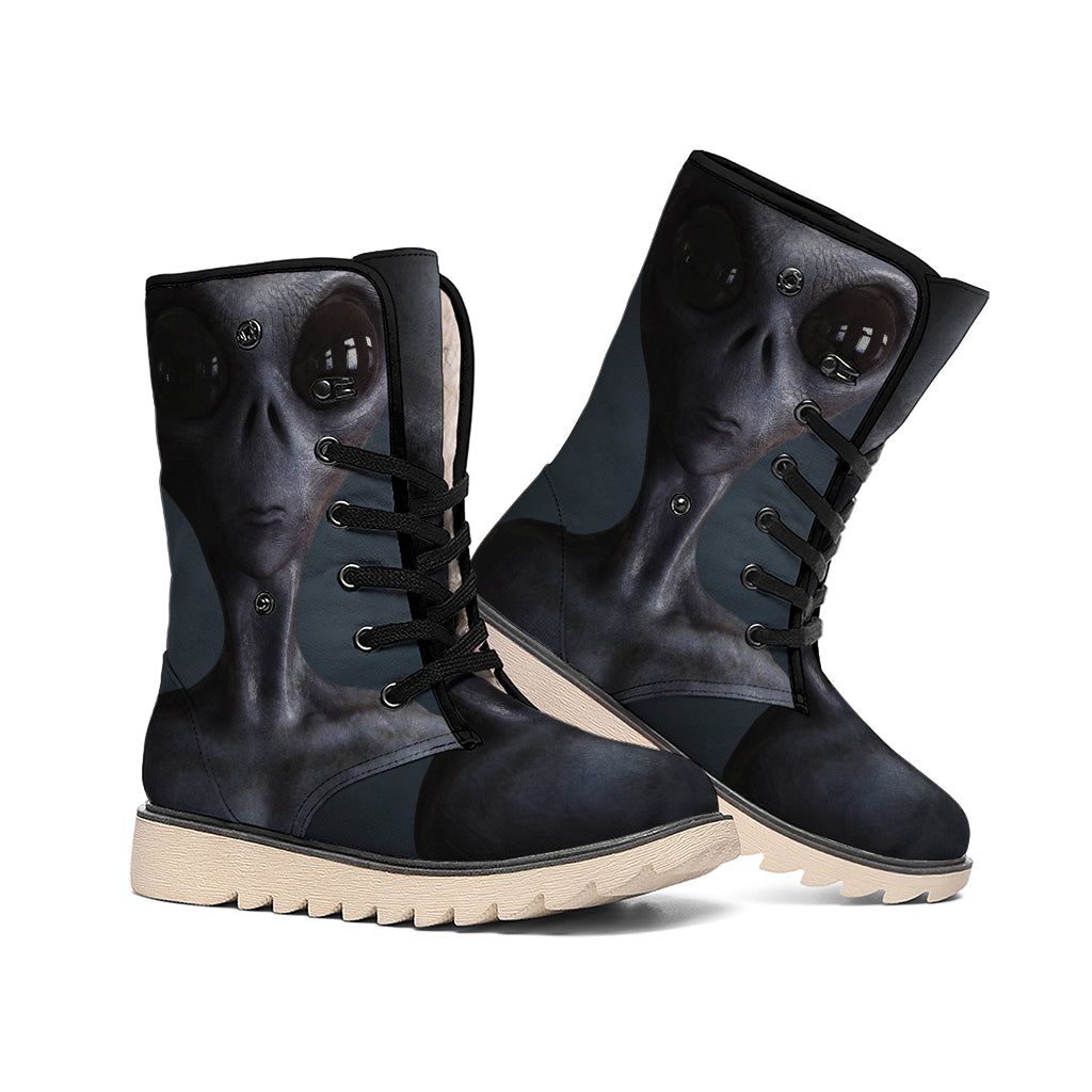 Scary Grey Alien 3D Print Winter Boots