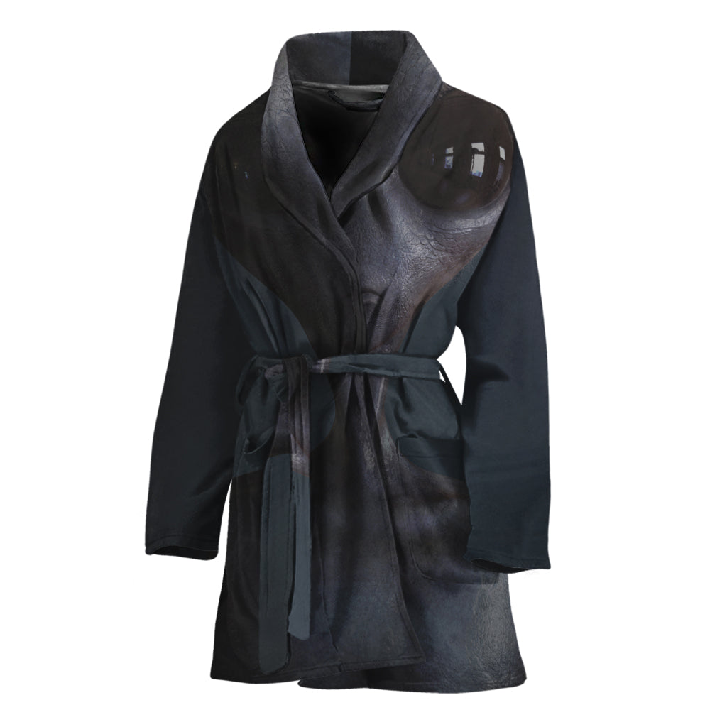 Scary Grey Alien 3D Print Women's Bathrobe