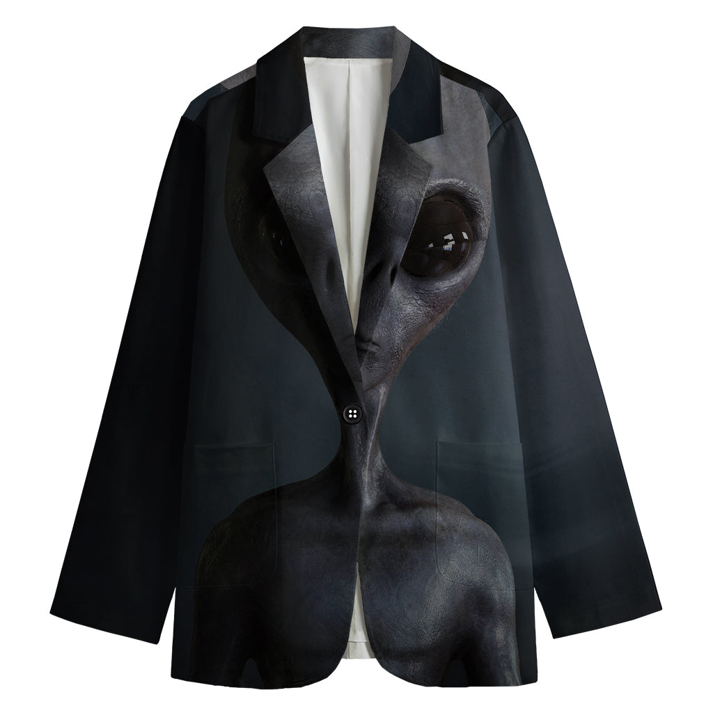 Scary Grey Alien 3D Print Women's Blazer