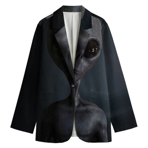 Scary Grey Alien 3D Print Women's Blazer