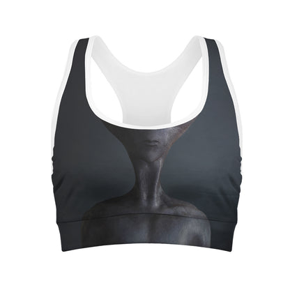 Scary Grey Alien 3D Print Women's Sports Bra