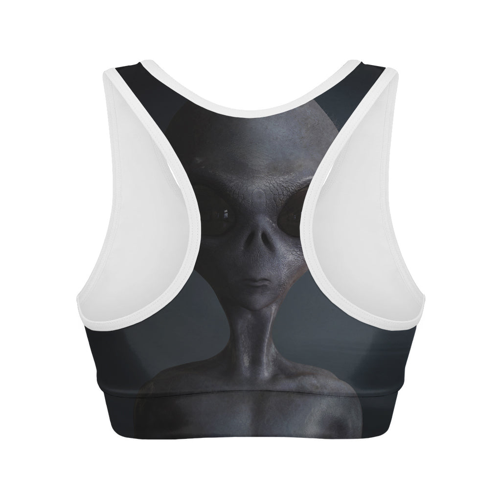Scary Grey Alien 3D Print Women's Sports Bra