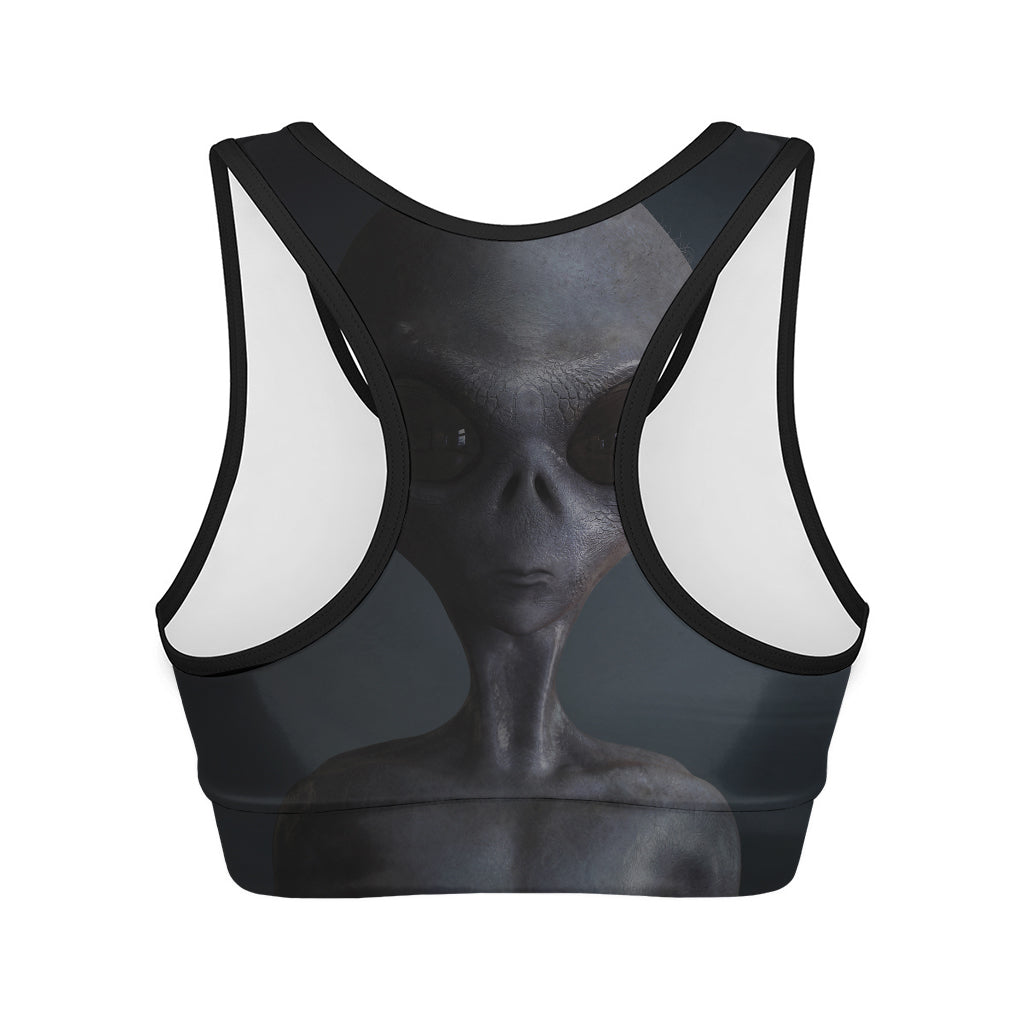 Scary Grey Alien 3D Print Women's Sports Bra