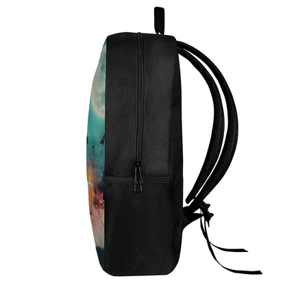 Scary Halloween Pumpkin Print 17 Inch Backpack