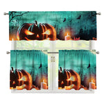 Scary Halloween Pumpkin Print 3 Piece Kitchen Curtains