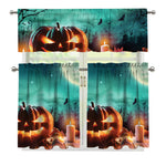 Scary Halloween Pumpkin Print 3 Piece Kitchen Curtains