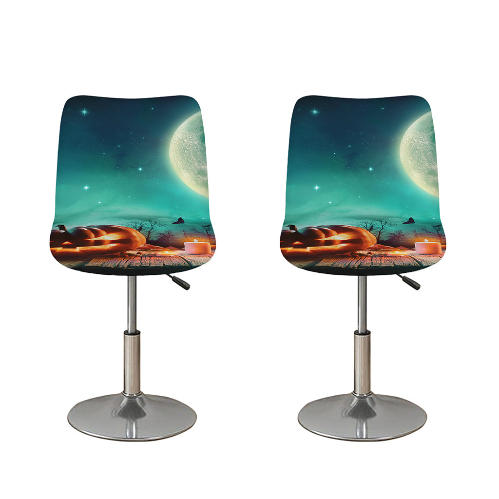 Scary Halloween Pumpkin Print Bar Stool Covers