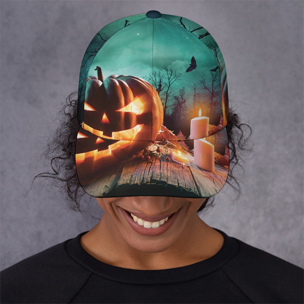 Scary Halloween Pumpkin Print Baseball Cap
