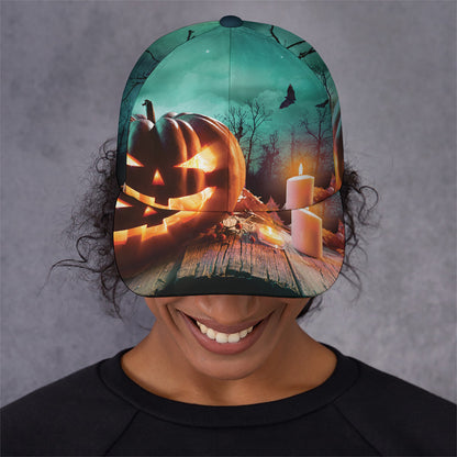 Scary Halloween Pumpkin Print Baseball Cap