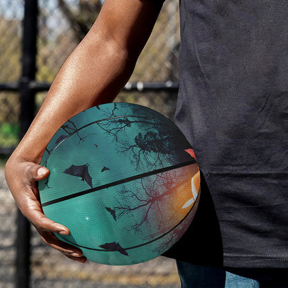 Scary Halloween Pumpkin Print Basketball