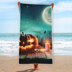 Scary Halloween Pumpkin Print Beach Towel