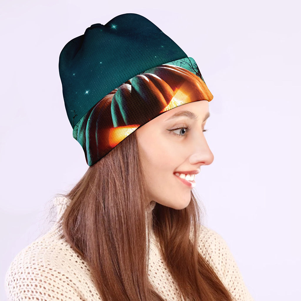 Scary Halloween Pumpkin Print Beanie