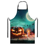 Scary Halloween Pumpkin Print Bib Apron With Pocket