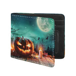 Scary Halloween Pumpkin Print Bifold Wallet