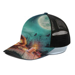 Scary Halloween Pumpkin Print Black Mesh Trucker Cap