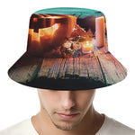 Scary Halloween Pumpkin Print Bucket Hat