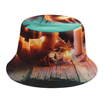 Scary Halloween Pumpkin Print Bucket Hat