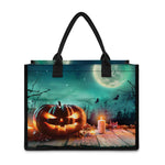 Scary Halloween Pumpkin Print Canvas Tote Bag