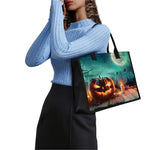Scary Halloween Pumpkin Print Canvas Tote Bag
