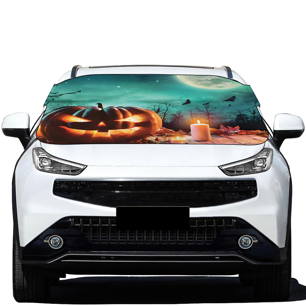 Scary Halloween Pumpkin Print Car Windshield Snow Cover