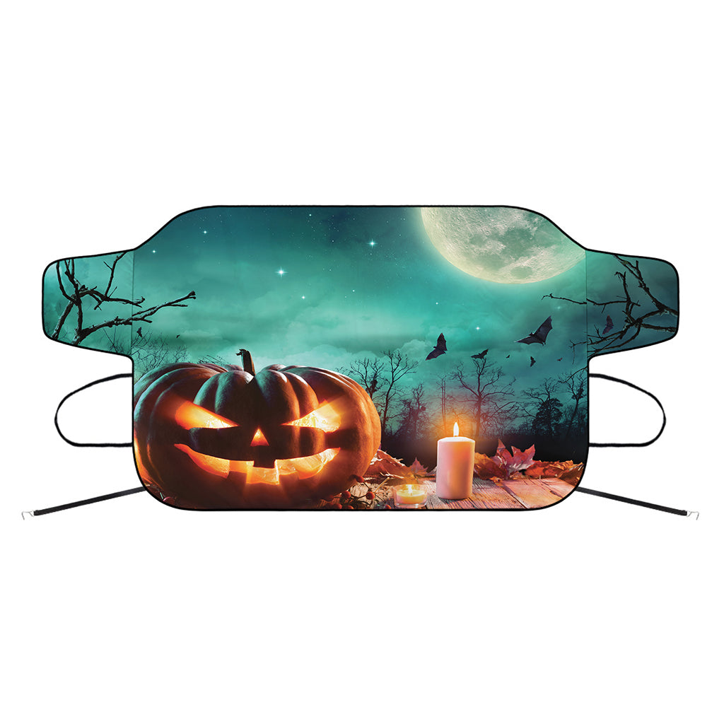 Scary Halloween Pumpkin Print Car Windshield Snow Cover