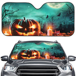 Scary Halloween Pumpkin Print Car Windshield Sun Shade