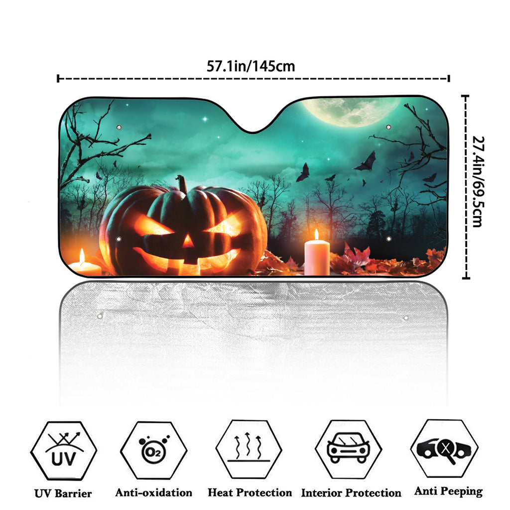 Scary Halloween Pumpkin Print Car Windshield Sun Shade