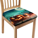 Scary Halloween Pumpkin Print Chair Cushion Cover