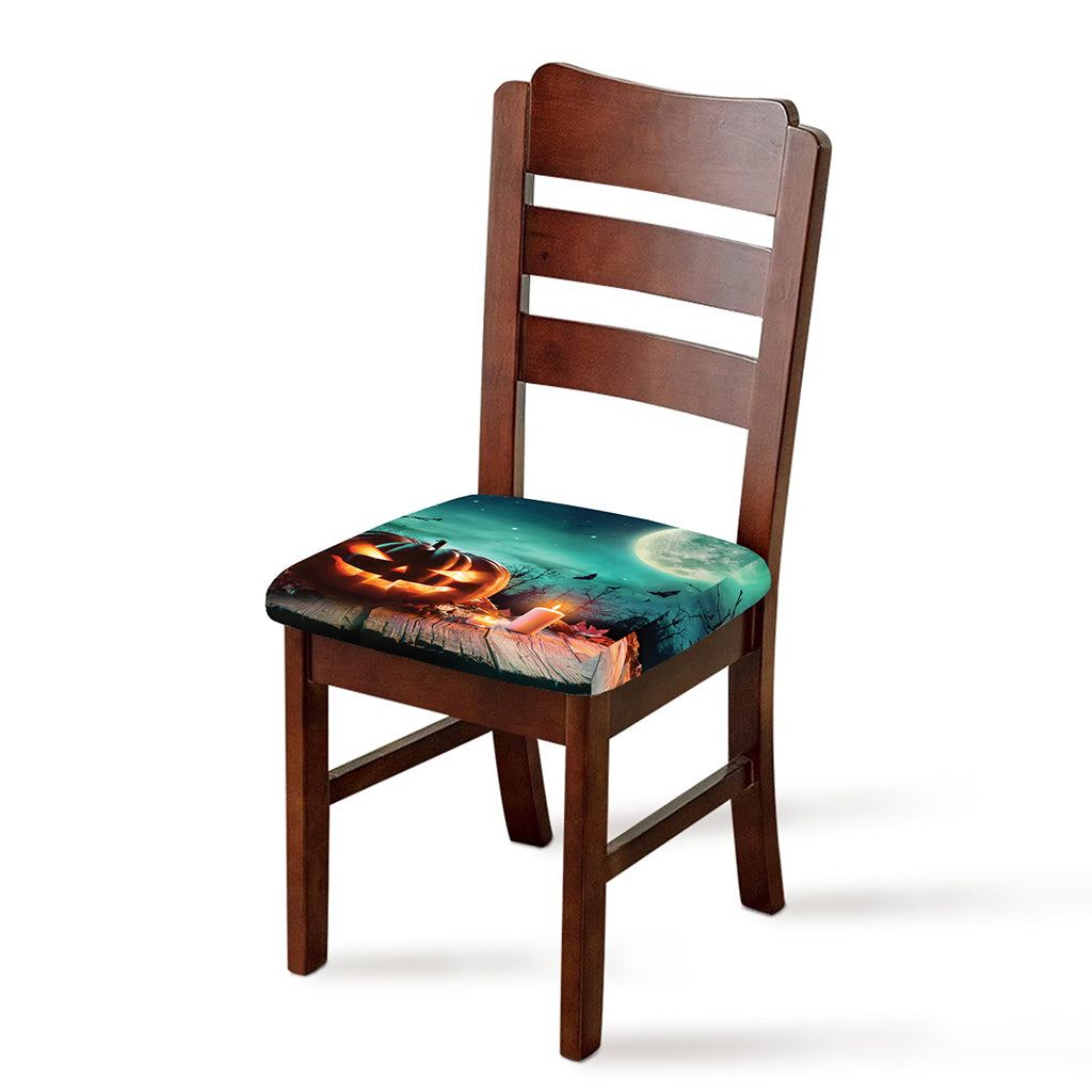 Scary Halloween Pumpkin Print Chair Cushion Cover
